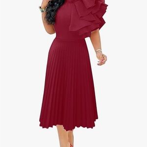 Elegant Burgundy Ruffle Dress